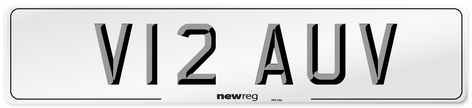 V12 AUV Number Plate from New Reg